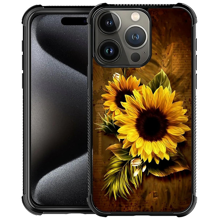 DAIZAG Compatible with iPhone 16 Pro Max CaseVintage Sunflower Four Corners with Bumper Shockproof AntiScratch Protectio
