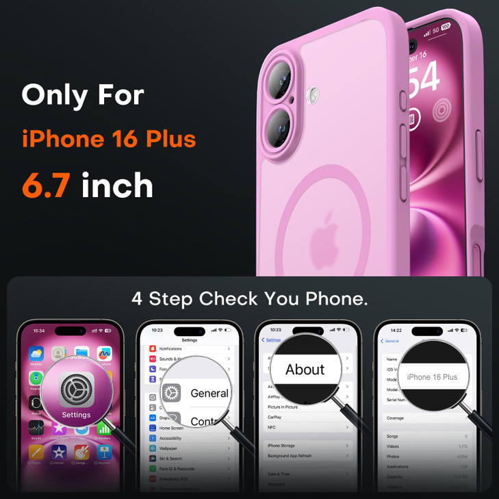 TOCOL for 16 Plus Case Magnetic Compatible with Magsafe Translucent Matte Back Upgraded Full Camera Protection Drop Prot