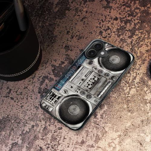 AJOURTEK for iPhone 16 Durable Protective Soft Back Case Phone Cover HOT12236 Old Boom Box