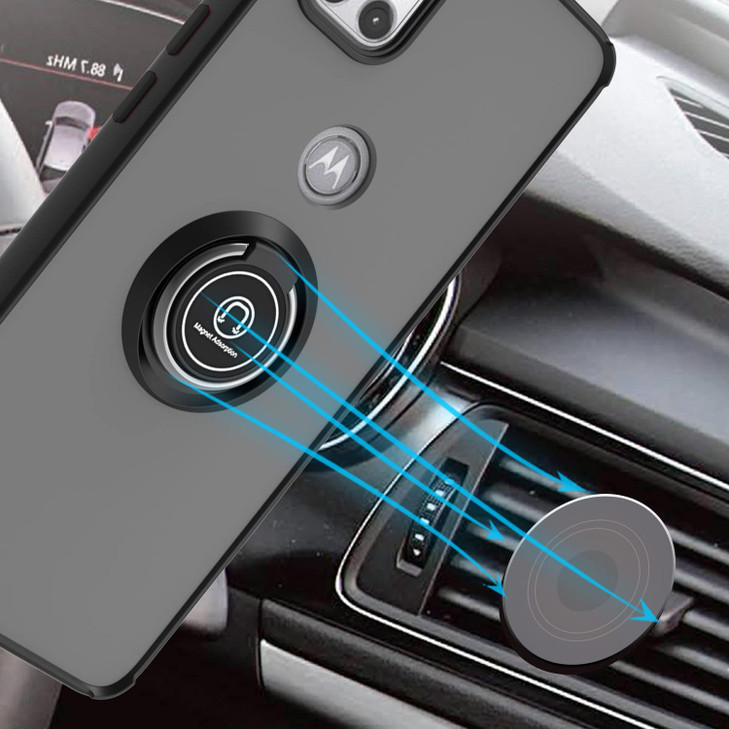 TJS Compatible with Motorola Moto One 5G Ace 2021 Case Moto G 5G 2021 Case with Tempered Glass Screen Protector Metal Ri