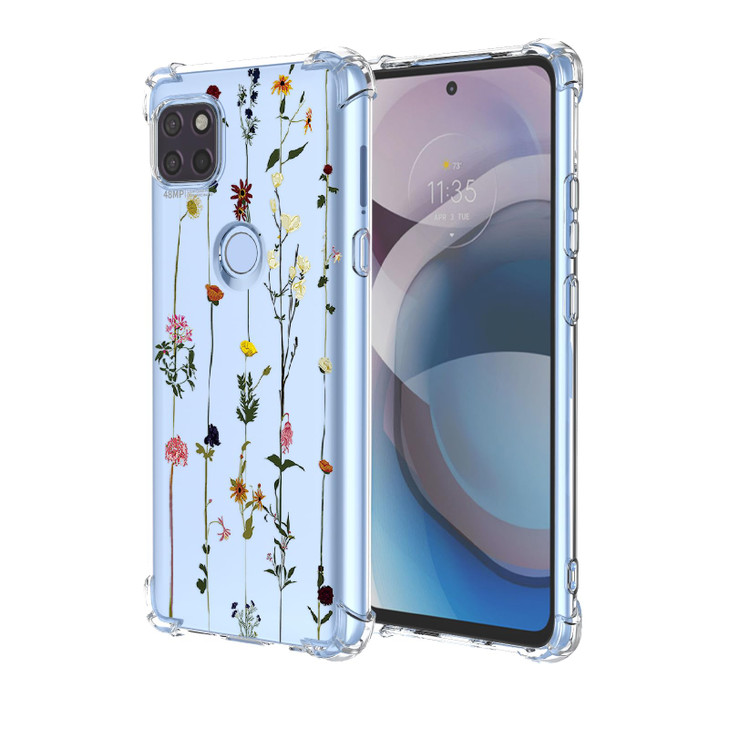 OEURVQO Case for Moto One 5G Ace Moto G 5G 2021 XT2113 Clear Flower Phone Case Soft TPU Shockproof Bumper AntiScratch Pr