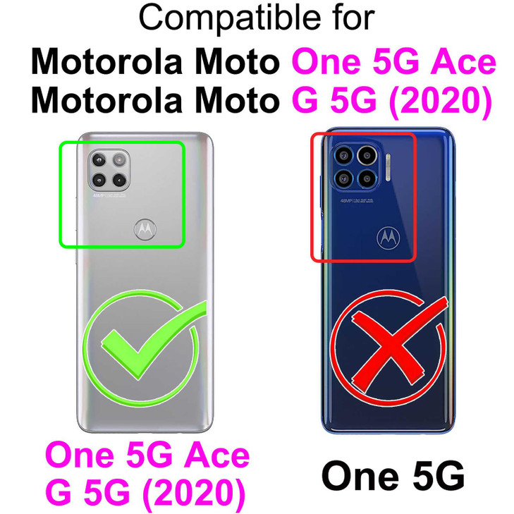 SASYMALY for Motorola One 5G Ace Wallet case Flip Folio Cover with Stand Feature for Women Men PU Leather Phone Case Fit