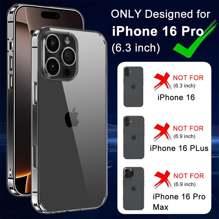 Compatible with iphone 16 Pro Phone Case with Screen Protector Camera Lens Protector Not Yellowing MilitaryGrade Drop Pr