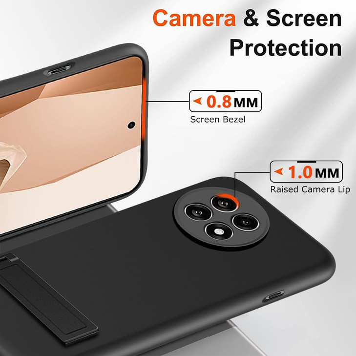 Compatible for OnePlus 13R 5G Phone Case with Glass Screen Protector 3 Stand Ways Metal KickstandStand Silicone TPU Slim