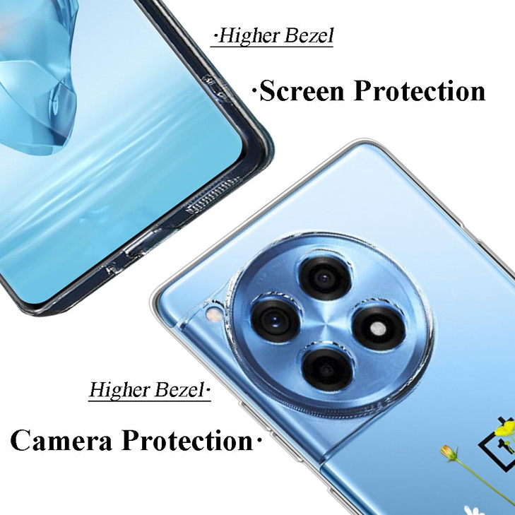 Unov Case Compatible with OnePlus 12R 5G Clear with Design Soft TPU Shock Absorption Slim Embossed Pattern Protective Ba