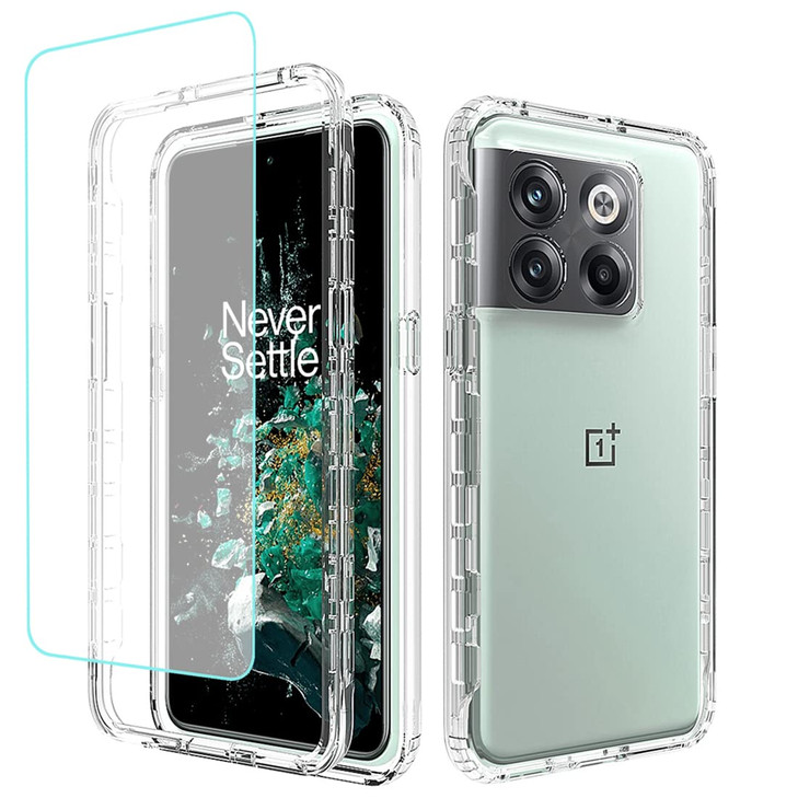 Bohefo Clear Case Compatible with OnePlus 10TOnePlus Ace Pro Case CPH2415 Case with Tempered Glass Screen Protector Cute
