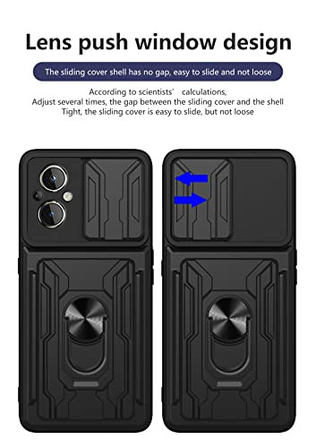 CCSmall for OnePlus Nord N20 5G Case with Card Holder Heavy Duty Protection Phone Case with Magnetic Ring Kickstand Slid