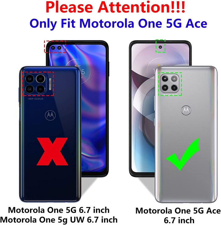 Jeylly for Motorola One 5G Ace Case with 2 Pack Screen Protector ShockAbsorption Soft TPU Rubber Hybrid Protective Cell