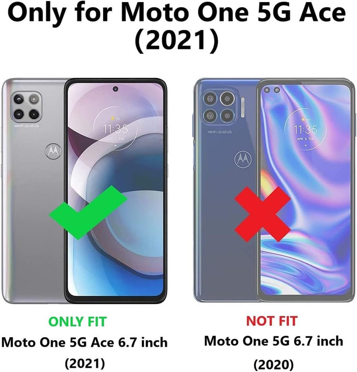 Jeylly for Motorola One 5G Ace Case Moto One 5G Ace Case with Screen Protector Shockproof Protection Hybrid Hard PC Soft