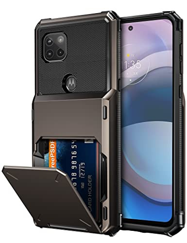 Vofolen for Moto One 5G Ace Case Wallet Cover 4Card Credit Card Holder ID Slot Scratch Resistant Dual Layer Hybrid Prote