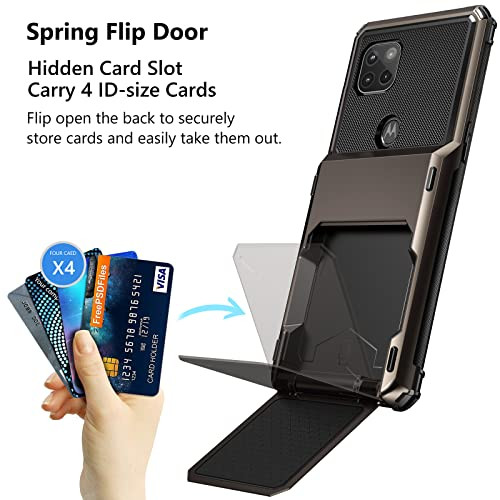 Vofolen for Moto One 5G Ace Case Wallet Cover 4Card Credit Card Holder ID Slot Scratch Resistant Dual Layer Hybrid Prote