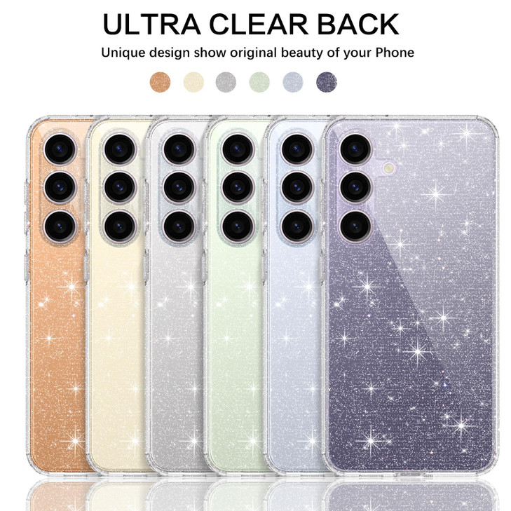 YINLAI Design for Samsung Galaxy S24 Case Clear Glitter Sparkle Transparent Crystal Bling Slim Women Girls Soft TPU Rubb