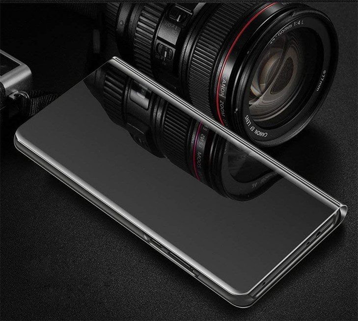 LEMAXELERS Case for Galaxy S24 FE Case Slim Mirror Design Clear View Flip Bookstyle Ultra Slim Protecter Shell with Kick