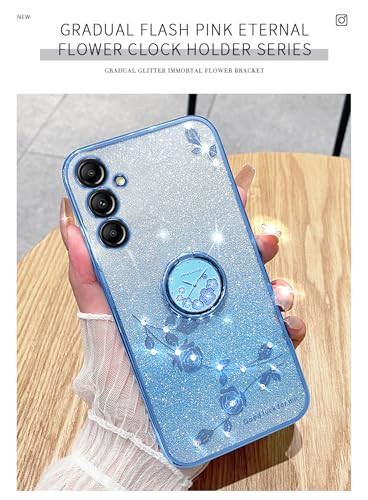 MRRSIWEI for Samsung Galaxy S24 FE Not S24 Case for Women Girls Luxury Plating Bling Glitter Sparkle Flowers Shockproof