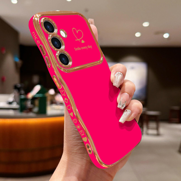 LCHULLE for Samsung Galaxy A16 4G5G Case for Women Girls Cute Wave Frame Curly Shape with Love Heart Raised Camera Prote