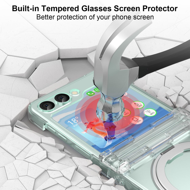 SQMCase Designed for Samsung Galaxy Z Flip 6 Case Magnetic with Hinge Protection Screen Protector Kickstand Compatible w