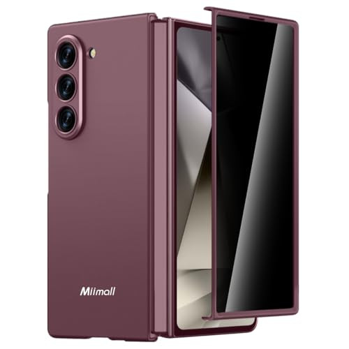 Miimall for Samsung Galaxy Z Fold 6 Phone Case Builtin 9H Privacy Tempered Glass Screen Protector Slim Fit Full Body Ult