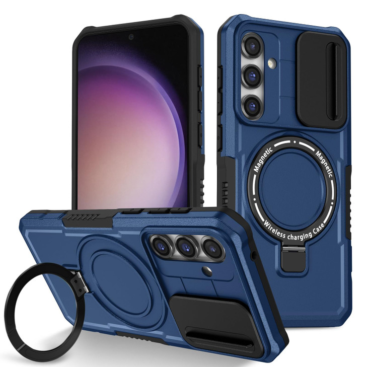 Kainevy Phone Case for Samsung Galaxy S24 FE Compatible with MagSafe with Magnetic Ring Stand Camera Cover Heavy Duty Ru