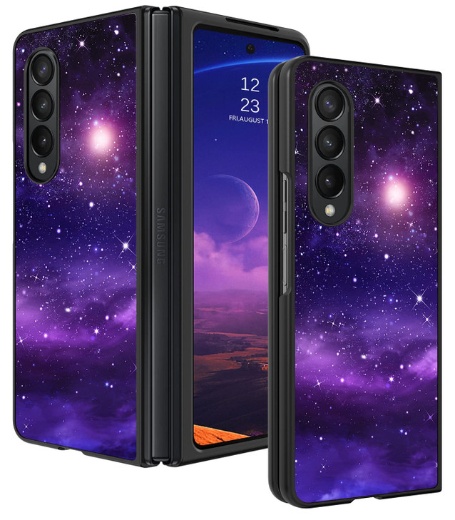 DOMAVER Galaxy Z Fold 3 Case Glow in The Dark Stylish Nebula Space Luminous Slim Lightweight Protective for Samsung Z Fo