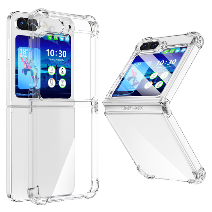 WATACHE for Samsung Galaxy Z Flip 6 Case Clear Slim Transparent Shockproof Hinge Soft TPU Phone Case Cover 2024 5G