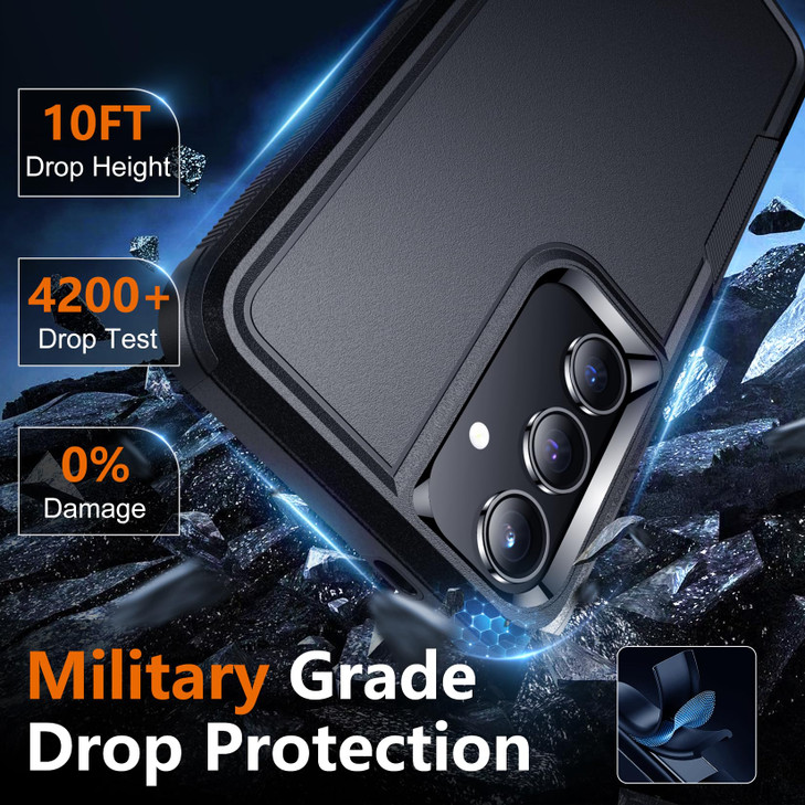 SPIDERCASE Designed for Samsung Galaxy S24 FE Case 10 FT Military Grade Drop Protection 2 Pack Tempered Glass Screen Pro