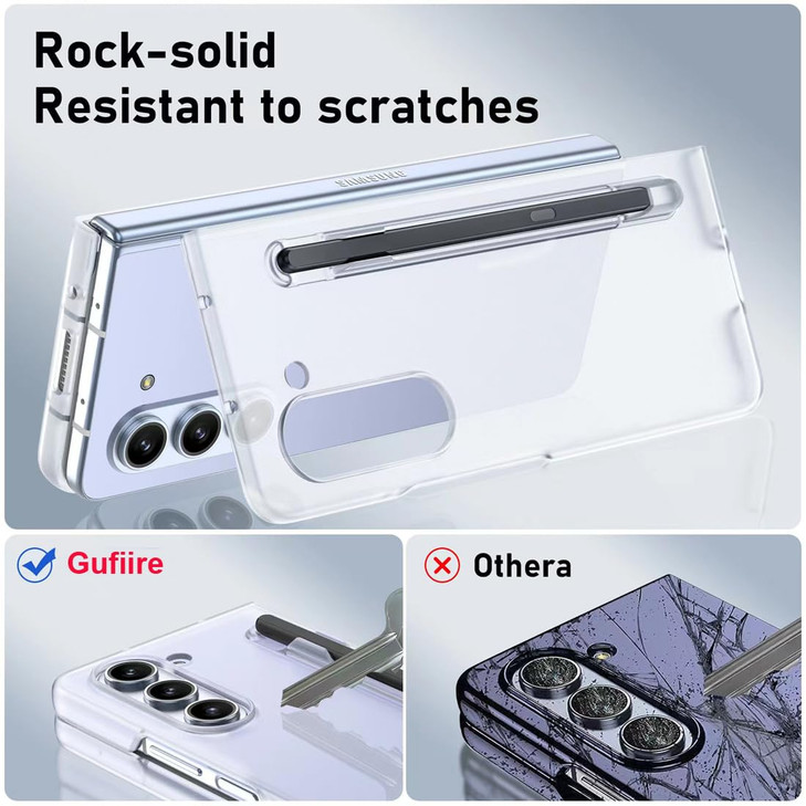Gufiire for Galaxy Z Fold 6 Case with S Pen Holder AntiYellowing Slim Thin Crystal Transparent Protective Phone Cover Bu