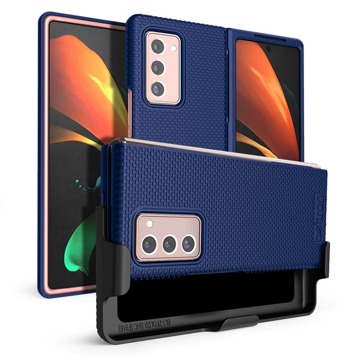 BELTRON Case with Clip for Galaxy Z Fold2 5G SnapOn Protective Cover with Rotating Belt Holster Combo and Built in Kicks