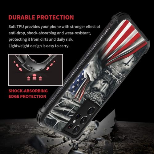 DAIZAG Case Compatible with Samsung Galaxy S21 UltraPremium ShockResistant Phone CaseChristian Jesus God Bless American