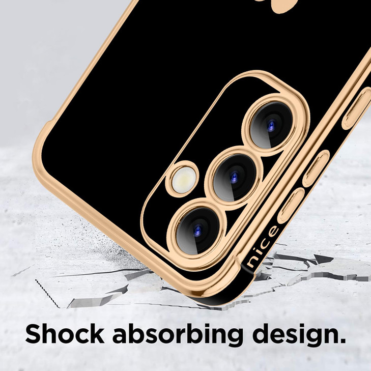KANGHAR Compatible with Samsung S24 FE 5G Case for Women Girl Plating Edge Cute Love Heart Soft TPU Bumper with 4 Corner
