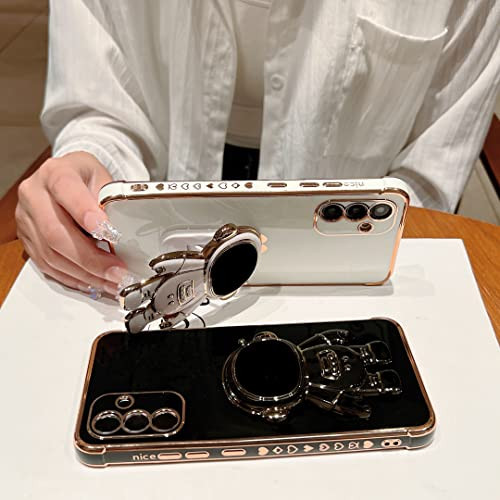 phylla Phone Case for Samsung Galaxy S24 FE 67Luxury Plating Astronaut Stand Holder Phone Case with Cute Love Heart Side