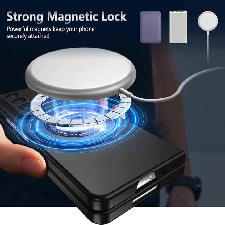YQODSZ for Samsung Galaxy Z Fold 4 Magnetic Case Compatible with MagSafe 360 Rotating Ring Holder Kickstand Phone Case S