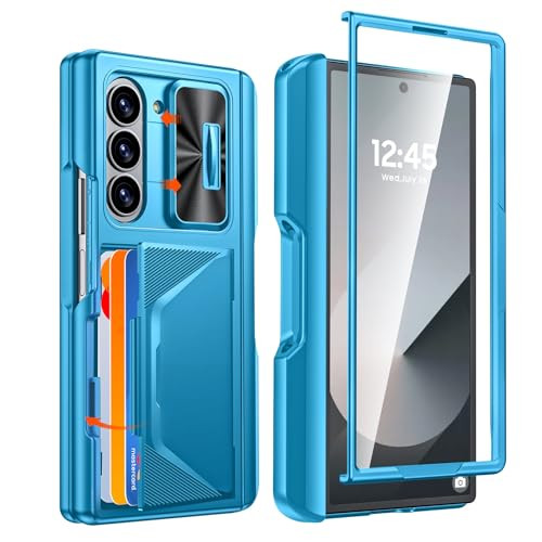 CENMASO for Samsung Galaxy Z Fold 6 Case with S Pen Holder Wallet Card Holder Slide Camera Cover Hinge Protection Screen