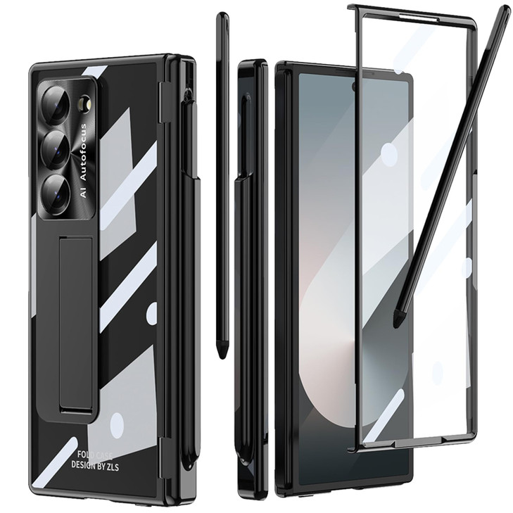 YQODSZ for Samsung Galaxy Z Fold 6 Case with S Pen Holder Slim Stylus AllInclusive Crystal Clear Case with Kickstand Hin
