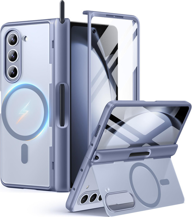 MOBOSI for Z Fold 5 Case with Privacy Screen Protector Compatible with Magsafe Builtin KickstandFull Body Hinge Protecti