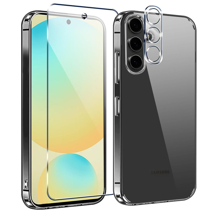 Compatible with Samsung Galaxy S24 FE 5G 2024 Case with Screen Protector Camera Lens Protector Not Yellowing MilitaryGra