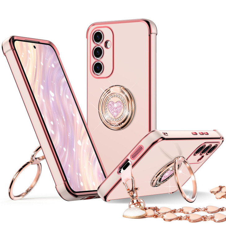 XYZ for Galaxy S24 FE Case with Stand for Samsung Galaxy S24 FE Case with Double Ring Women Girls Bling Luxury Protectiv