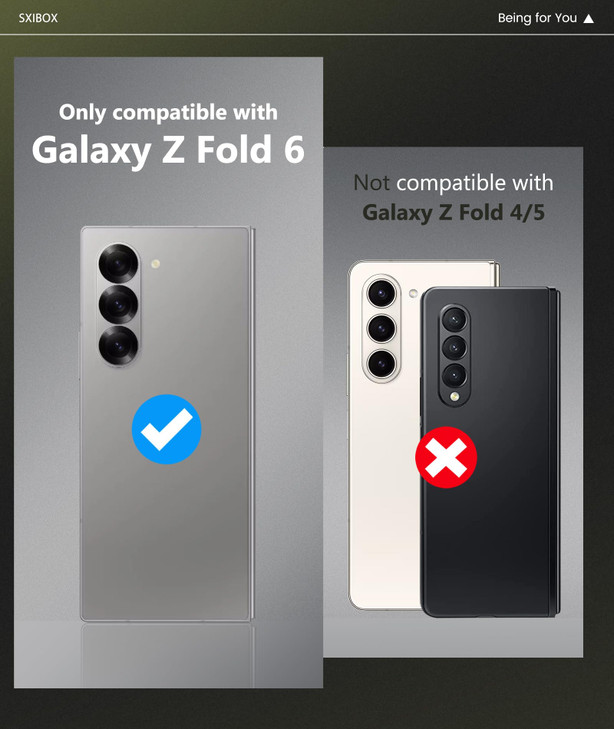 SIXBOX for Samsung Galaxy Z Fold 6 Case with Kickstand Hinge Protection Screen Protector Support Wireless Charging Light