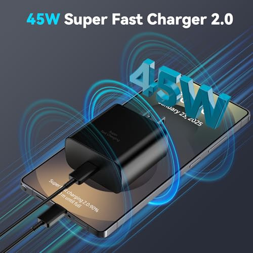 45W Super Fast Charger USB C Android Phone Type C Charger Fast Charging Block with 66FT Charge Cord for Samsung Galaxy S