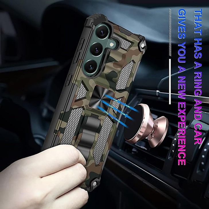 Ephoou Camouflage Case for Samsung Galaxy S24 FE 67 with Magnetic Kickstand Military Grade Heavy Duty Shockproof Protect