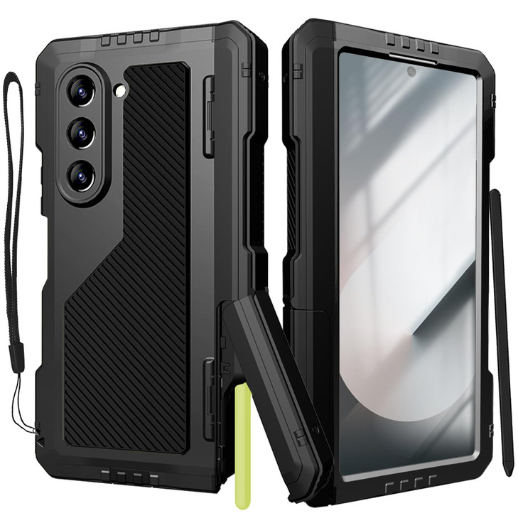 YQODSZ for Samsung Galaxy Z Fold 6 Case with S Pen Holder Stylus Z Fold6 Metal Case with Hinge Protection Screen Protect