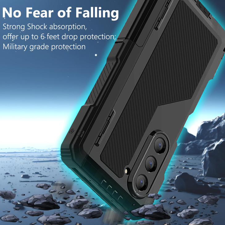 YQODSZ for Samsung Galaxy Z Fold 6 Case with S Pen Holder Stylus Z Fold6 Metal Case with Hinge Protection Screen Protect