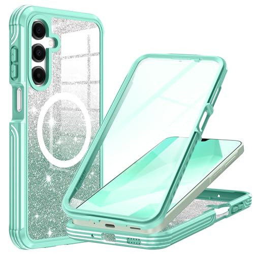 Hekodonk for Samsung Galaxy A16 Case GlitterCompatible with MagSafeBuiltin Tempered Glass Screen Protector Camera Lens P
