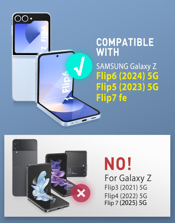 iBlason for Samsung Galaxy Z Flip 6 Case ZFlip 5 Case with Stand Builtin Screen Protector Hinge Protection BeltClip Mili