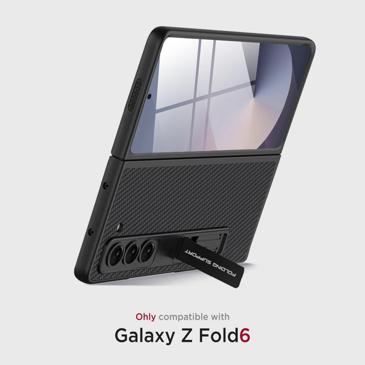 Miimall for Samsung Galaxy Z Fold 6 Case with Kickstand Tempered Glass Screen Protector PU Leather Full Body Case Slim A