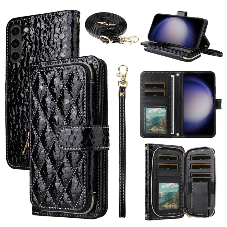 Furiet Argyle Wallet Case for Samsung Galaxy Z Fold 6 5G 2024 with CrossbodyWrist Strap Lanyard Luxury PU Leather Zipper