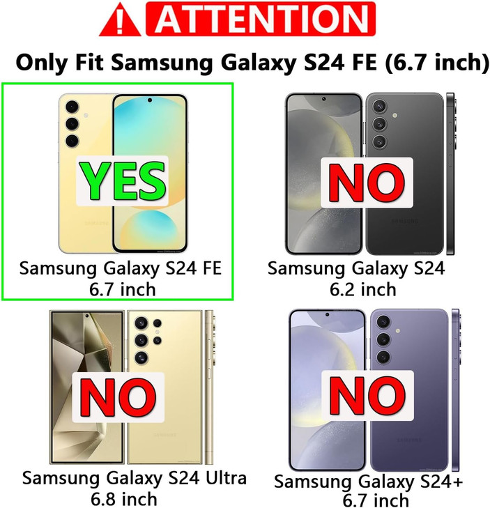 for Galaxy S24FE CaseSamsung S24FE 5G Case wTempered Glass Screen ProtectorFull Coverage FullBody15FT MilGradeBuiltin Ki