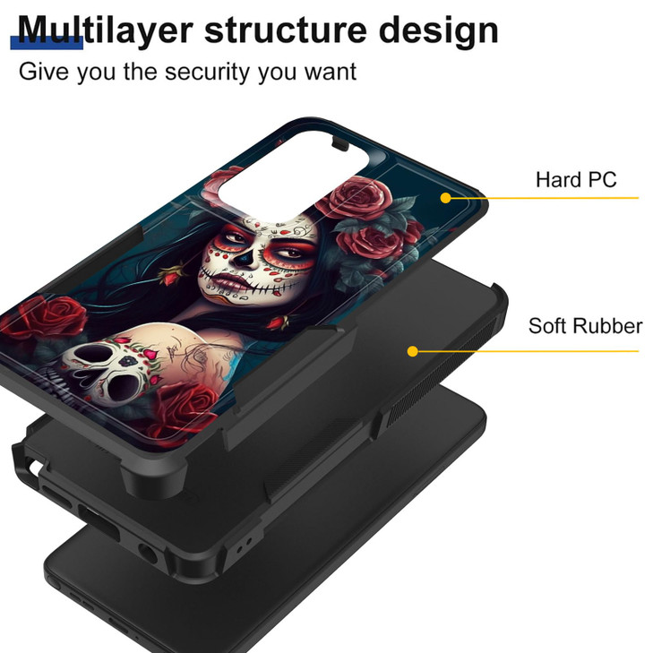 KJFHDJFDH for Galaxy S24 FE CaseDual Layer Hybrid Heavy Duty Rugged Shockproof Hard PC Soft Silicone Protective Case for