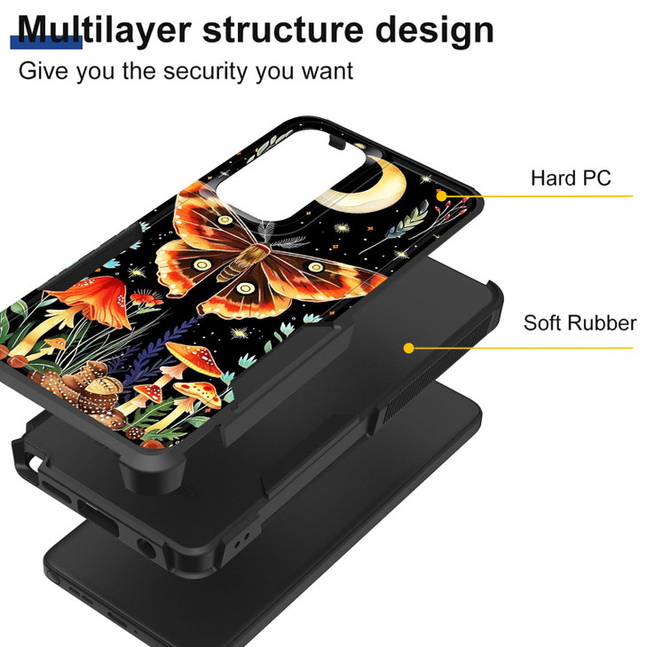 KJFHDJFDH for Galaxy S24 FE CaseDual Layer Hybrid Heavy Duty Rugged Shockproof Hard PC Soft Silicone Protective Case for