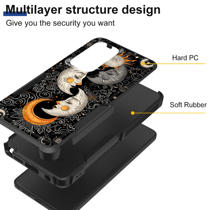 KJFHDJFDH for Galaxy S24 FE CaseDual Layer Hybrid Heavy Duty Rugged Shockproof Hard PC Soft Silicone Protective Case for