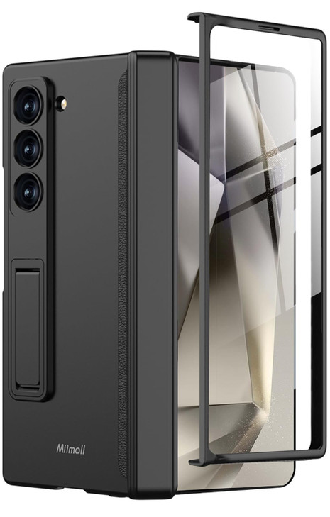 Miimall Slim Case for Samsung Galaxy Z Fold 6 Case with Screen Protector Wireless ChargingBuiltin Adjustable Kickstand M